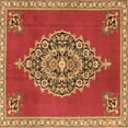 thumbnail image 1 of Ahgly Company Indoor Square Medallion Brown Traditional Area Rugs, 6' Square, 1 of 4