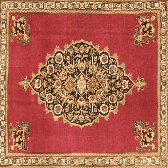 Ahgly Company Indoor Square Medallion Brown Traditional Area Rugs, 6' Square