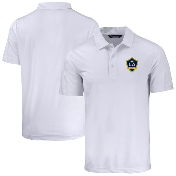 Men's-Cutter & Buck  White LA Galaxy Big & Tall Prospect Eco Textured Stretch Recycled Polo
