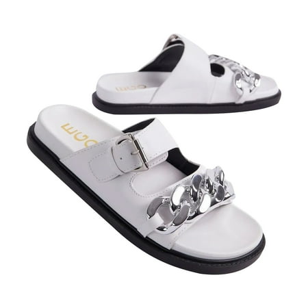 

Summer Metal Chain Casual Outer Wear Slippers Flat Beach Ladies Slippers
