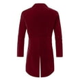 thumbnail image 3 of TFEOQRY Men's Vintage Velvet Tailcoat Jacket Double Breasted Peak Lapel Long Coat Wedding Red, 3 of 3