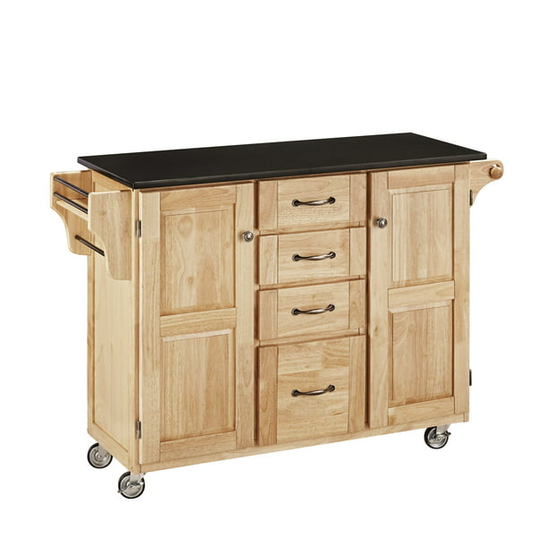 Cart Natural Finish Black Granite Top, Home Styles Create A Cart Kitchen Island With Granite Top