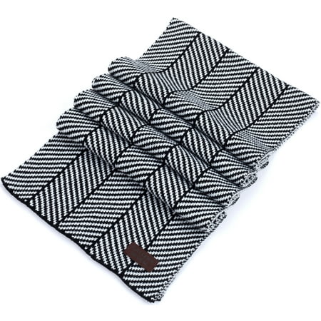 - Gallery Seven Winter Scarf for Men, Soft Knit Scarve, in an Elegant Gift Box - Black/White