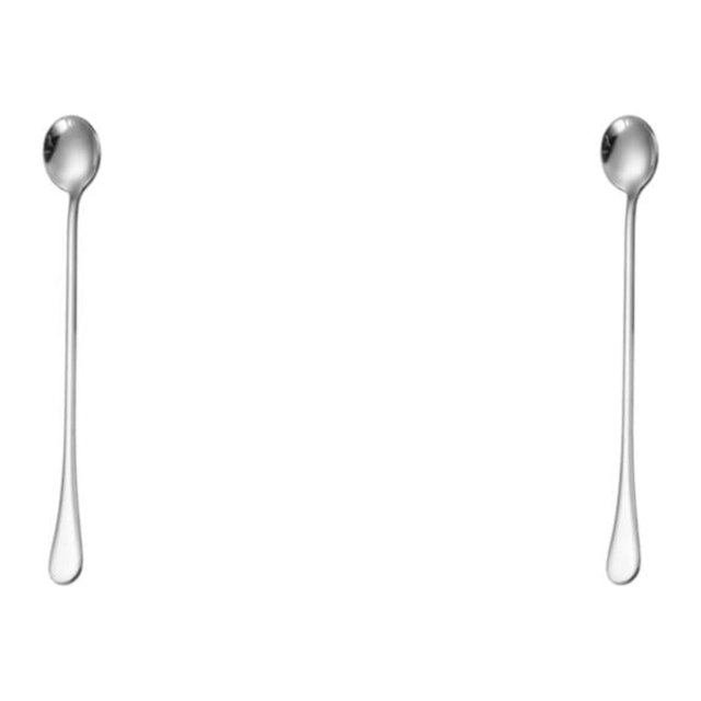 Monstrate Cucharas de mango largo Cucharadita de acero inoxidable Cubiertos Vajilla Agitación Cuchara de helado Accesorios de picnic Tipo 4 tipo 4 2Conjunto