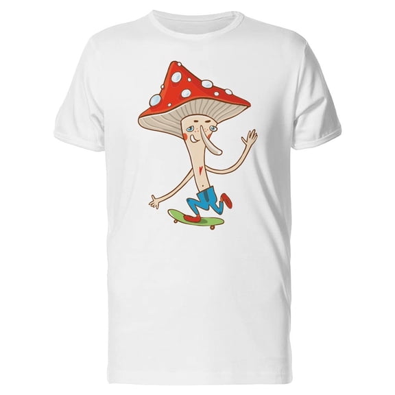 Funny Mushroom On A Skateboard Tee Men's -Image by Shutterstock