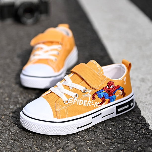 Zapatos de lona de dibujos animados para niños primavera y otoño nuevo Disney Spiderman niños zapatos deportivos niñas zapatos de tela all-match31 (plantilla de 18,5 cm) Gao Jinjia LED