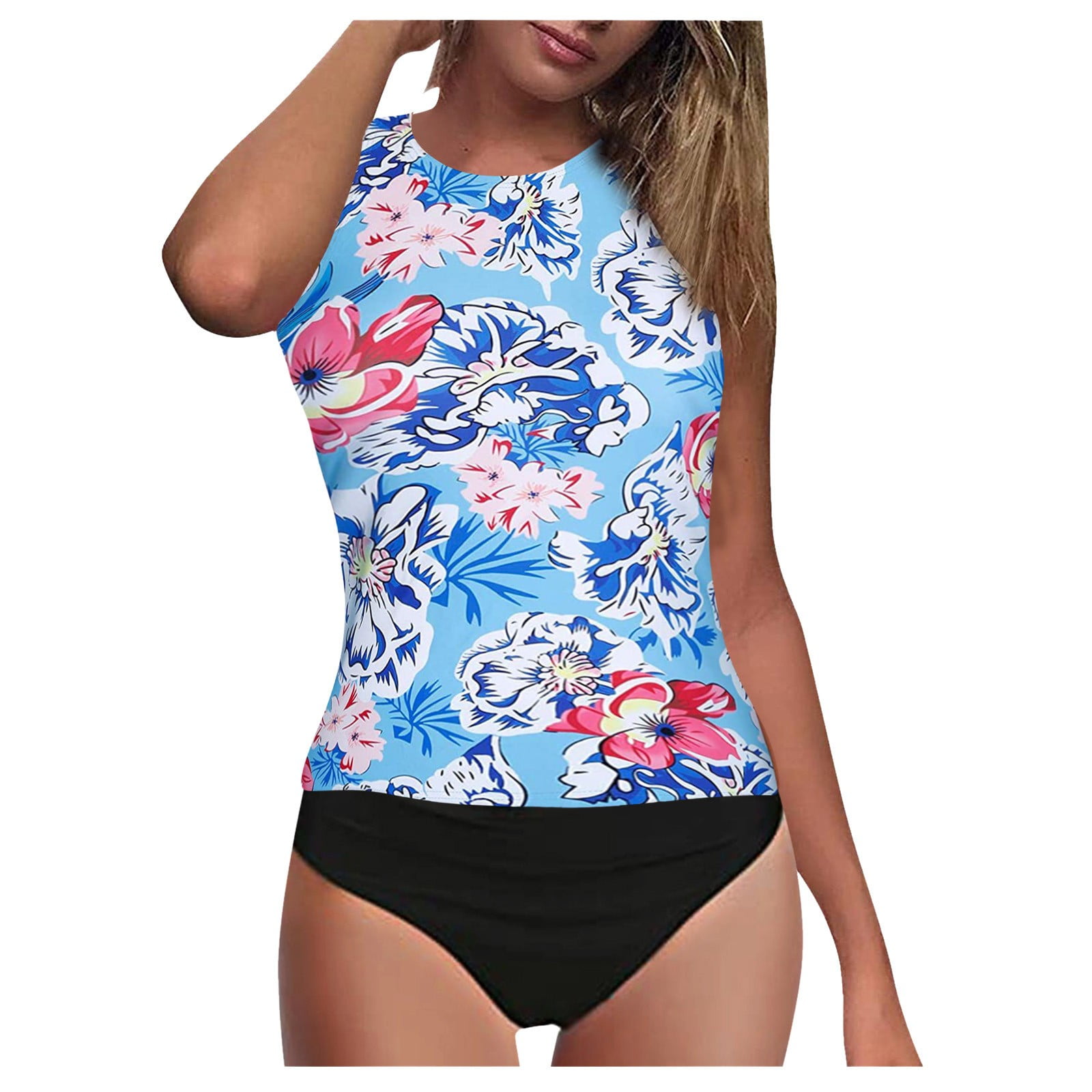 Holipick Twist Front Plus Size Tankini Swimsuits for Women Flowy V Neck Tummy Control Two Piece Bathing Suits with Boy Shorts 