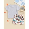thumbnail image 4 of Suealasg Toddler Baby Boys 4th of July Shorts Set Short Sleeve Letters Print T-shirt +Cow Shorts 0-3 Years Summer Independence Day Western Outfit, 4 of 8