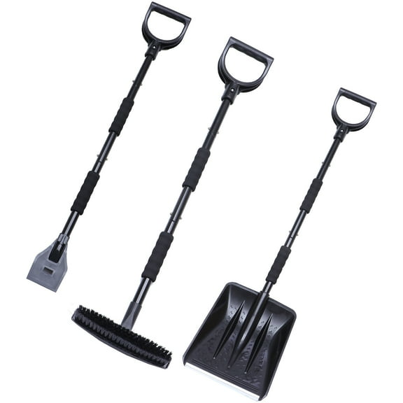 WHAMVOX Lightweight Defrosting Snow Shovel Set Snow Brush for Garage 123X27cm Black