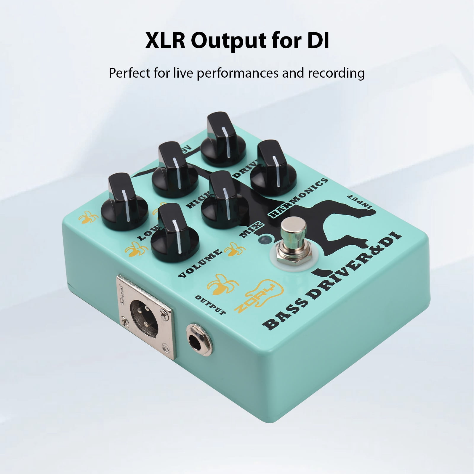 Effect Pedal for Guitar Bass Driver Driver and DI Box Bass Effector Pedal for Electric Bass Guitar with XLR Output Bass Amp Pedal True Bypass DC 9V 6.35mm Input/Output Interface