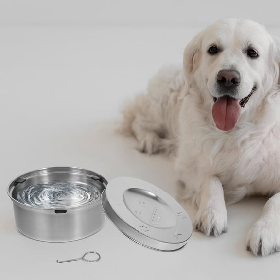 Clispeed Stainless Steel Dog Water Bowl Splash Proof Water Bowl 1Set