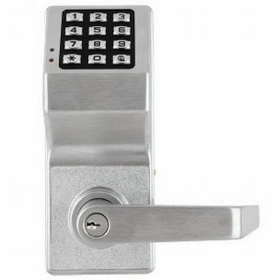 Alarm Lock  Weather Resistant Trilogy Electronic Digital Lever Lock, Satin Chrome