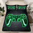thumbnail image 2 of Homewish Abstract Gradient Gamer 4 Pieces Queen Sheet Sets For Kids Teens Adults,Video Game Ultra Soft Flat Sheet,Geometric Honeycomb Queen Fitted Sheet,Super Cozy Room Decor, 2 of 7
