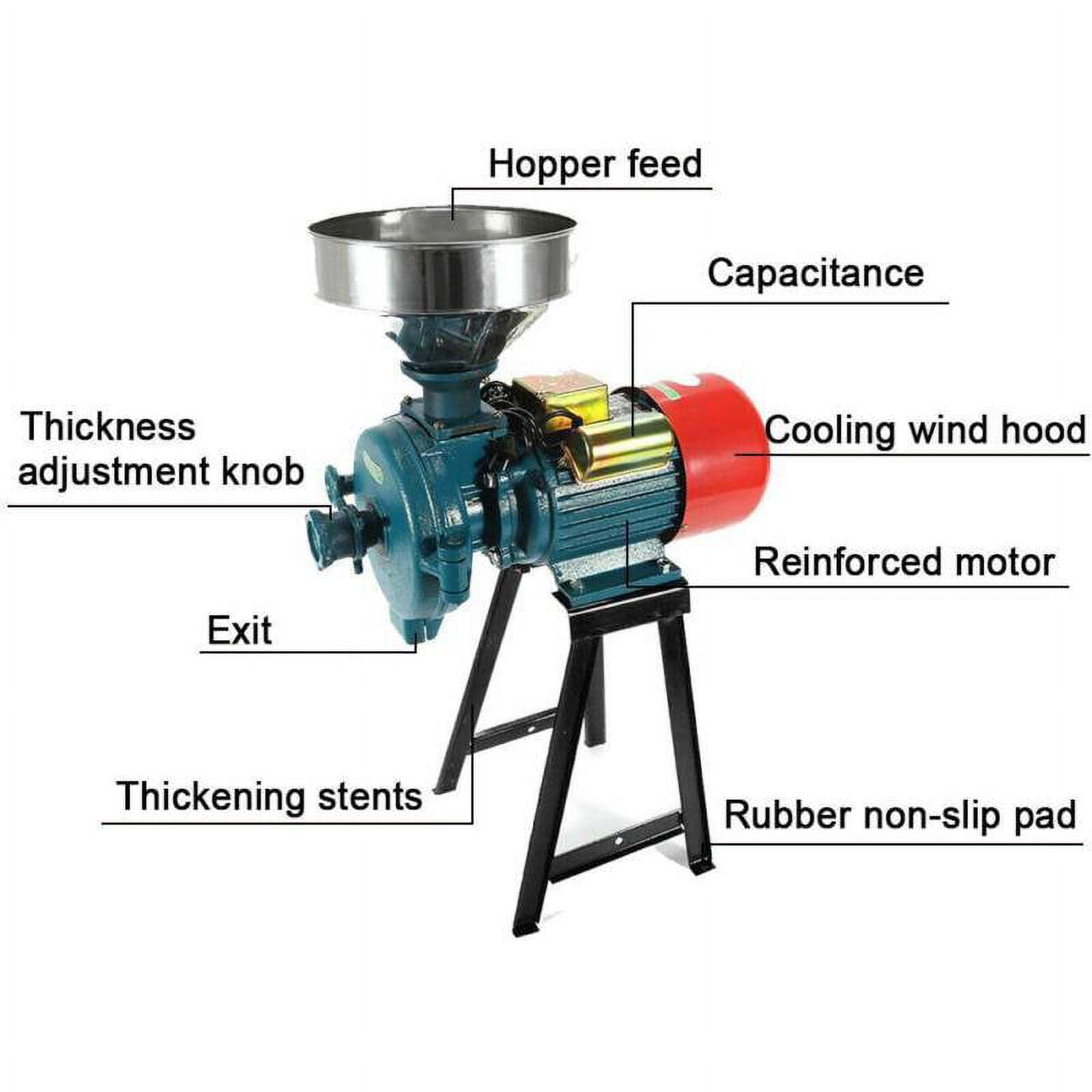 Jacgood 110V 3000W Electric Grain Mill Grinder Corn Grinder, Dry Corn Grain Rice Wheat Feed Grinding Machine with Funnel