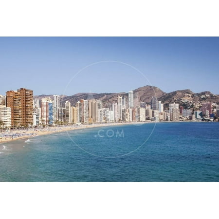 Panoramic Of Playa De Levante Benidorm Beach Under Blue Sky