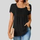 thumbnail image 3 of Camiseta informal y versátil de manga corta con estampado para mujer, camiseta de cuello cuadrado a la moda para verano Camiseta de cuello cuadrado, 3 of 4