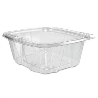 SafePro TE48 48 Oz Tamper Evident Clear Plastic Container with Hinged Lid,  150/CS