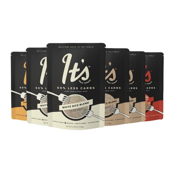 It’s That Simple Variety Pack, White, Brown, Chili & Turmeric-Infused Rice Blend, 50% Less Carbs, Certified Gluten-Free, Non-GMO & Vegan, Cooks in 5 Minutes – 5.29 oz (Pack of 6)