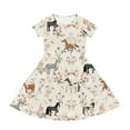 thumbnail image 2 of Uourmeti Horse Summer Dresses for Toddler Girls Casual Short Sleeve Swing Dress Flower Animal Print O Neck Knee Length A-Line Dresses with Pockets, 2 of 6