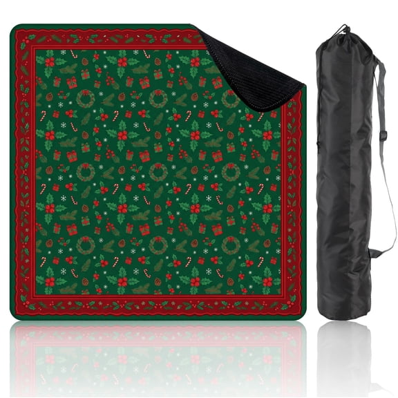 31.5" x 31.5" Mahjong Mat with Carrying Bag Festive Christmas Non-Slip Noise Reduction Game Mat for American Mahjong Table Cover Game Night Decor Hostess Gift