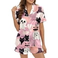 thumbnail image 3 of FASHOFT Halloween Pajama Sets for Women 2 Piece Cute Ghost Pumpkin Printing Button Up Pjs Short Sleeve Sleepwear Notch Collar Bride Soft Comfy Pj Lounge Sets Light Pink M, 3 of 8