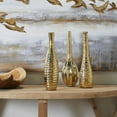 thumbnail image 3 of DecMode Glamorous and Elegant Gold Ceramic Vase Set of 3, 12", 12", 12"H, Featuring 3 Unique Shapes and Designs, 3 of 19