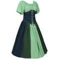 thumbnail image 1 of Pisexur Robe Corset en Coton pour Femmes, Costume Médiéval Renaissance, Robe de Cocktail Plissée à Col Rond, Robe Tunique à Cordon, Robes Maxi à Manches Courtes d'Automne, 1 of 4