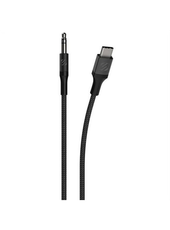 Scosche CAUXB4-SP 3.5mm AUX to USB-C Braided Audio Cable 4-ft. Space Gray