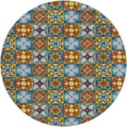 thumbnail image 2 of Addison Rugs Dream Shag Premium Machine Washable Transitional Spanish Tiles Kaleidoscope Round Rug, 8' x 8', 2 of 8