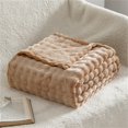 thumbnail image 4 of CoreLiving Super Soft Blanket, 3D Bubble & Cozy Bliss Faux Fur Throw, Fluffy Lightweight Warm Fuzzy, All Season for Adults, Queen Size Bed Couch, 4 of 9