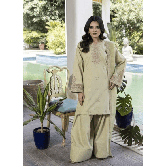 Women Pakistani Farshi Shalwar Suit 3 Pc Jora Mint Sage Olive Green Embroidered Stunning Eid Wedding Ramadan Dewali Indian Size Medium M New