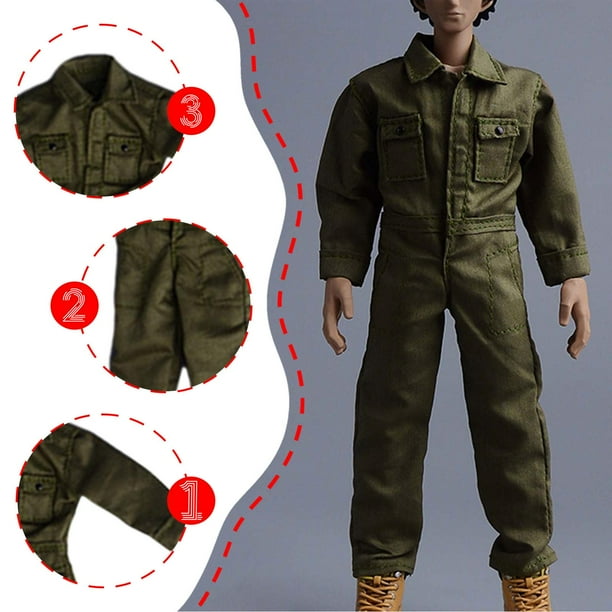 Ropa para figuras de acción a escala 1:12, ropa en miniatura, mono de hombre, moda, mini, accesorios de tela para disfraces de muñecas de 15 cm. Verde