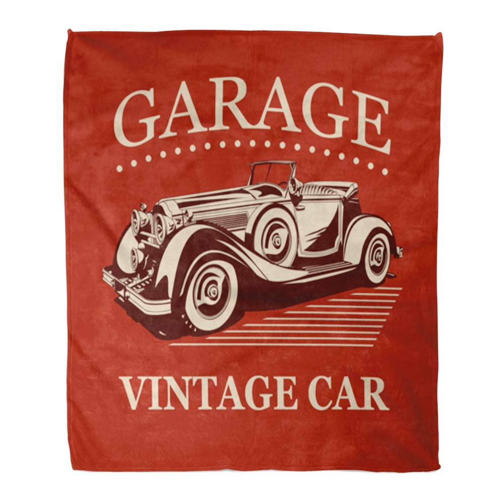 SIDONKU 58x80 inch Super Soft Throw Blanket Automobile Vintage Car