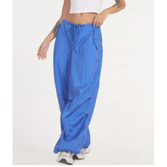 Women Baggy Cargo Pants Low Waist Wide Leg Sweatpants Casual Drawstring Loose Pocket Joggers Trousers Hippie Streetwear