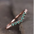 thumbnail image 3 of Emerald Ring Curved Band Wedding Engagement Anniversary Gift 925 Sterling Silver Rose Gold Plated Gemstone Jewelry For Women Gift, 3 of 5