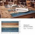 thumbnail image 3 of Placemats Set of 4, Farmhouse Navy Blue Brown Woven Placemat, Linen Place Mats for Kitchen/Dining Tables, Vintage Wooden Striped Washable Table Mats for Party, 3 of 8