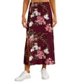 thumbnail image 3 of Asklazy Women's Casual Elegant Elastic High Waist Side Split Floral Lilies Midi Skirt, 3 of 11