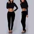 thumbnail image 6 of Huanledash Casual Women Solid Color Skinny Cargo Pants Pockets Drawstring Joggers Trousers, 6 of 8
