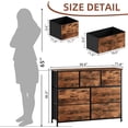 thumbnail image 3 of Commode pour Chambre avec 7 Tiroirs, Grande Commode avec Dessus en Bois, Grande Commode en Tissu avec Tiroirs de Rangement pour Salon, Garde-Robe, Entrée, Imprimé Grain de Bois, 3 of 15