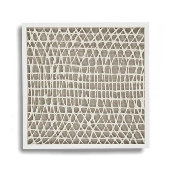 Zentique White and Brown Abstract Overlapping Lines Square Wall Art 30" x 30"