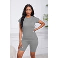 thumbnail image 5 of Women 2 Piece Outfits Summer Sweatsuits Biker Short Workout Jogger Sets Gray 2XL, 5 of 5