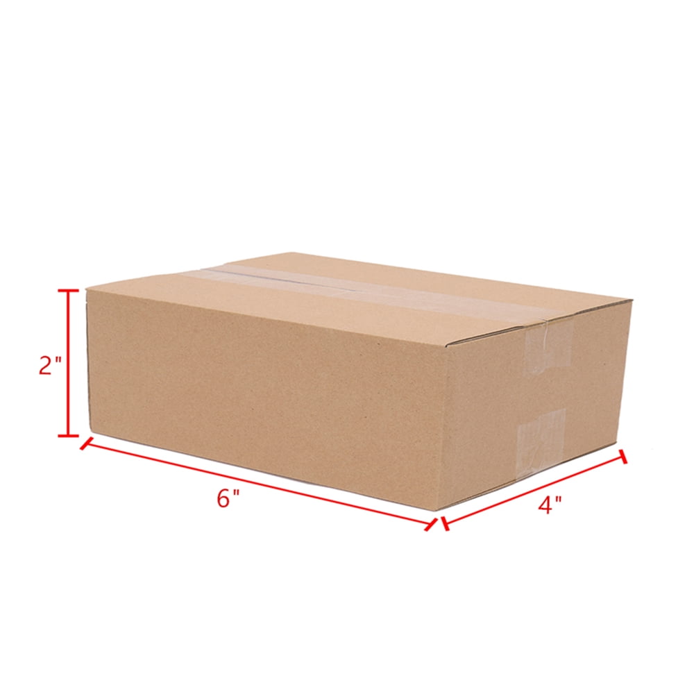 GZXS 100 Pack 6x4x2 Inches Shipping Boxes Corrugated Boxes, Small Recycled Shipping Corrugated Boxes Mailers, Sturdy Kraft Corrugated Cardboard Boxes for Shipping and Mailing, Yellow