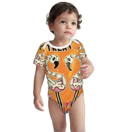 

Kdxio Halloween Flamingos Pattern Unisex Baby Cotton Short Sleeve Bodysuits-3 Months