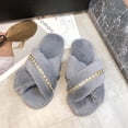 thumbnail image 2 of Haute Edition Women's Cozy Soft Plush Cross Strap House Slippers with Non Slip Soles, 2 of 2