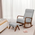 thumbnail image 4 of Costway Rocking Chair with Ottoman Upholstered Fabric Glider Rocker Solid Wood Grey, 4 of 10
