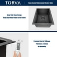 thumbnail image 3 of TORVA 16 Gauge Stainless Steel Single Bowl Undermount Kitchen Sink Nano Coating 17"x19"x9" Black, 3 of 7