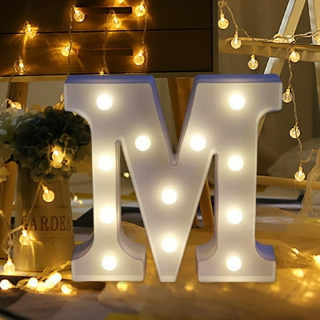 

Mackneog Alphabet LED Letter Lights Light Up White Plastic Letters Standing Hanging M，Gift on Clearance