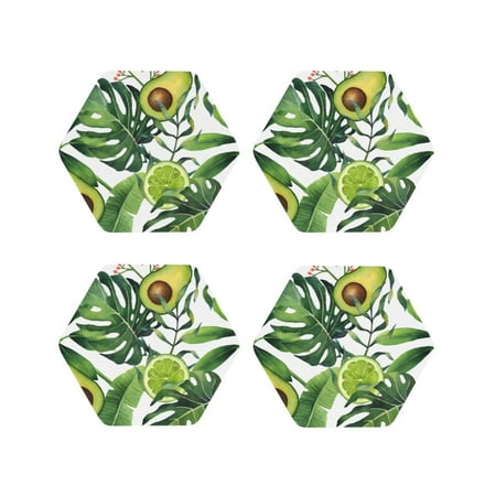 

Tideii Watercolor Green Tropical for Leather Coasters 4 Pieces Anti-fouling and Anti-scalding Decorative Coasters Suitable for Restaurants Kitchens Coffee Shops-Hexagon