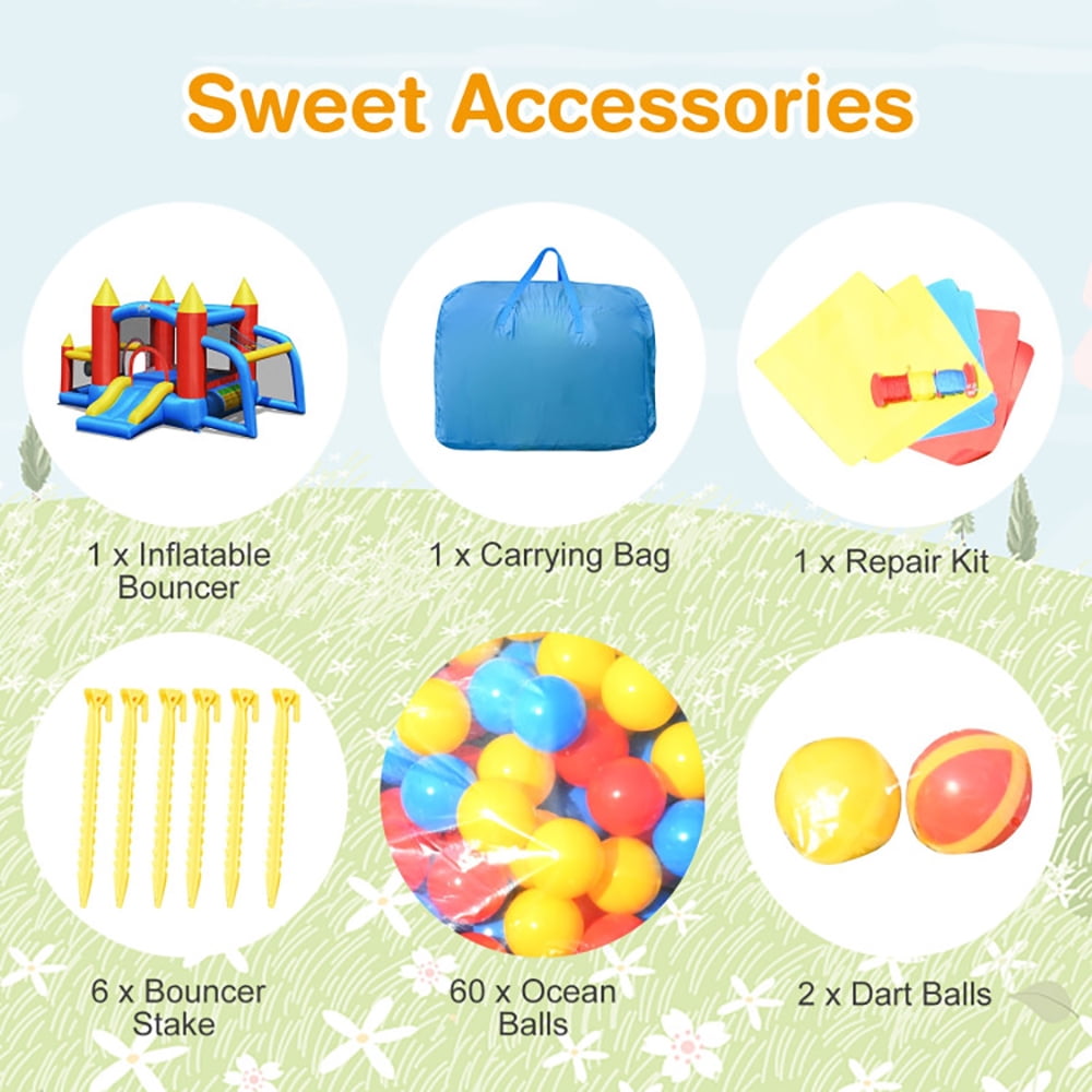 Aimee Lii Inflatable Soccer Goal Ball Pit Bounce House without Blower, Kids Bounce House for 5-10