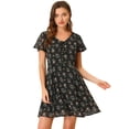 thumbnail image 1 of INSPIRE CHIC Women's Floral Lace-up Chiffon Dress, 1 of 6